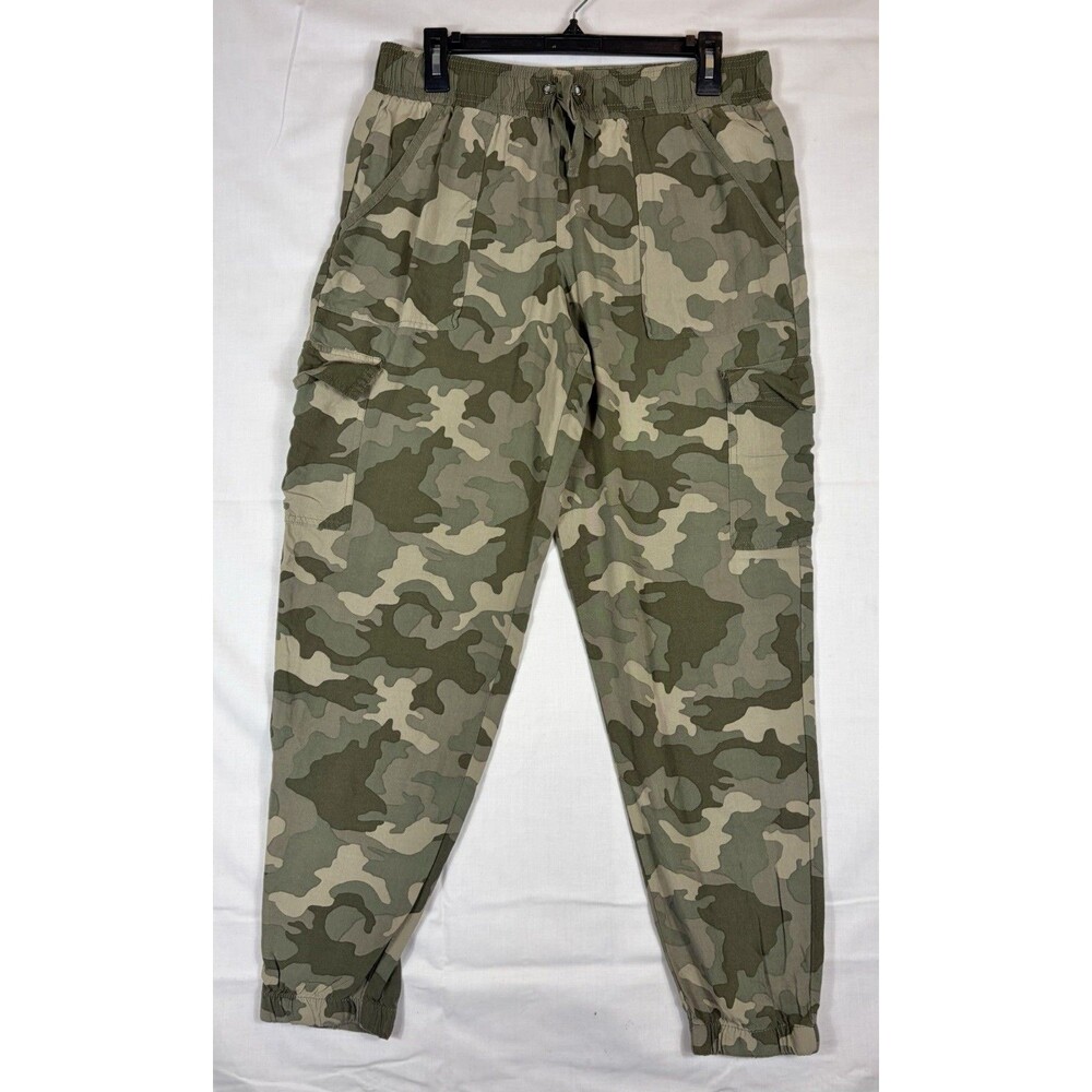Olive + Oak Camo Joggers Cargo Pockets Lightweight Rayon Women’s Size Large